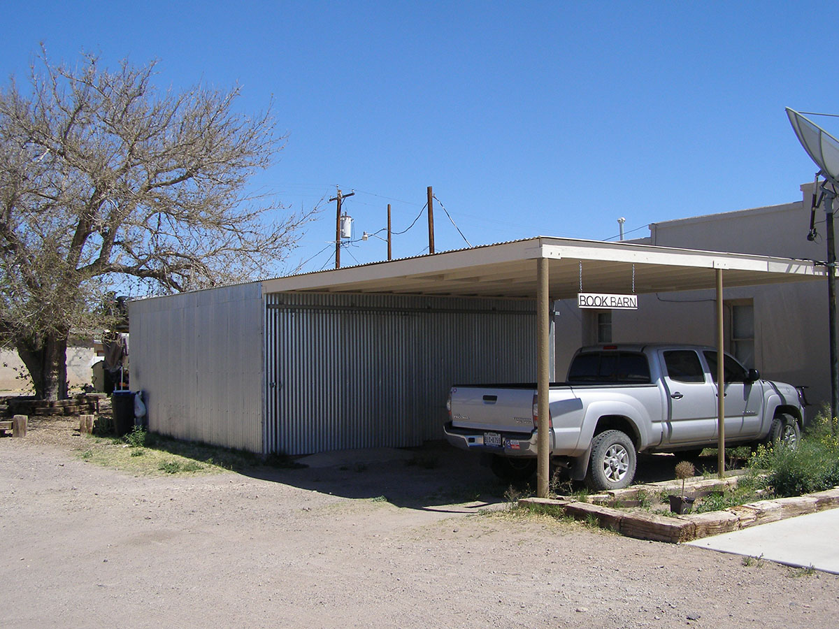 A pickup outside the Book Barn.