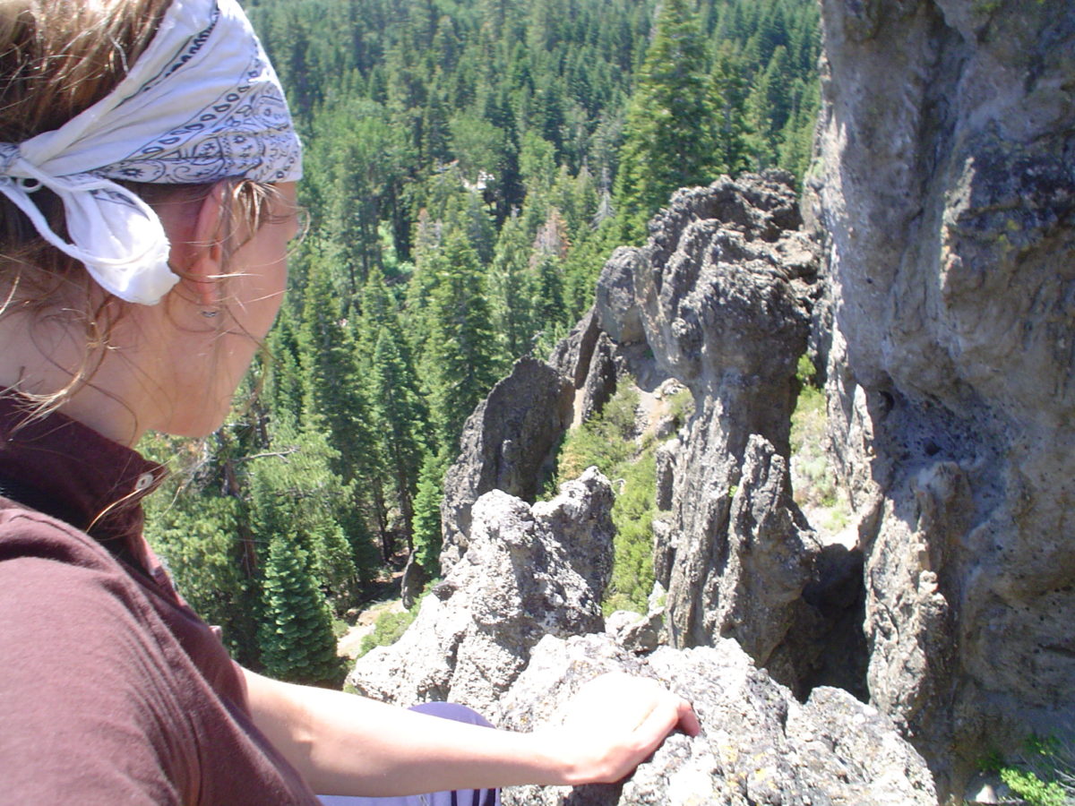 Meg overlooking cliff