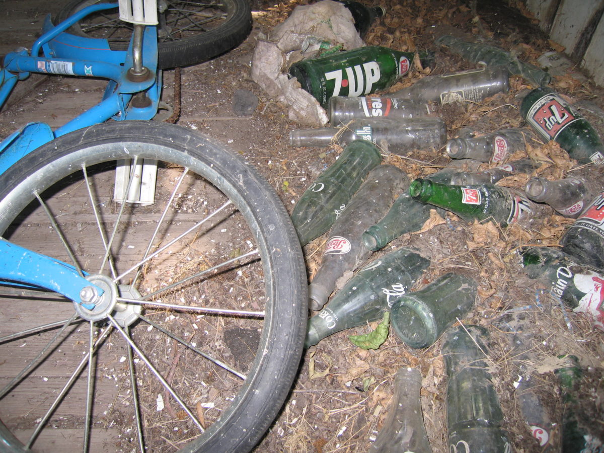 Old bike and bottle trash