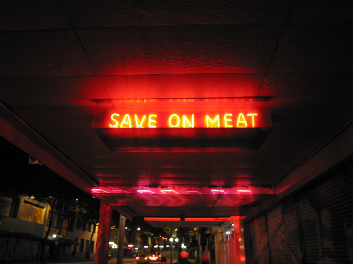 Save On Meat sign