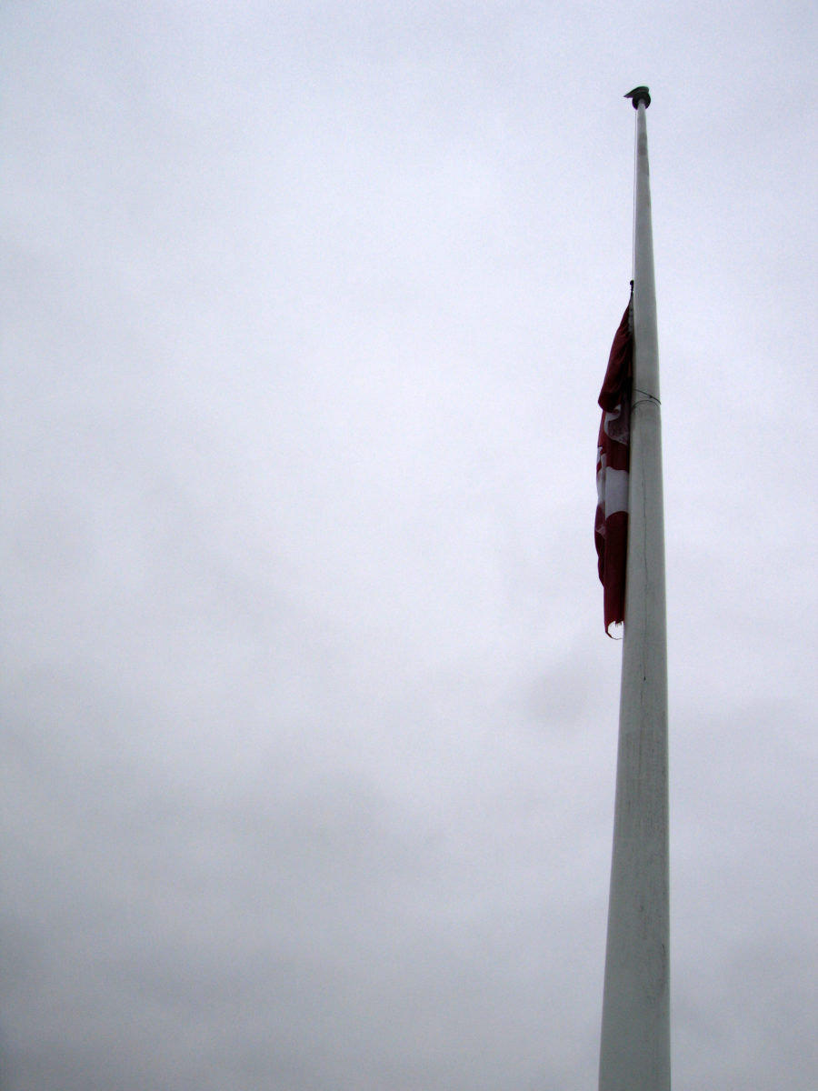 Canadian flag at half-mast