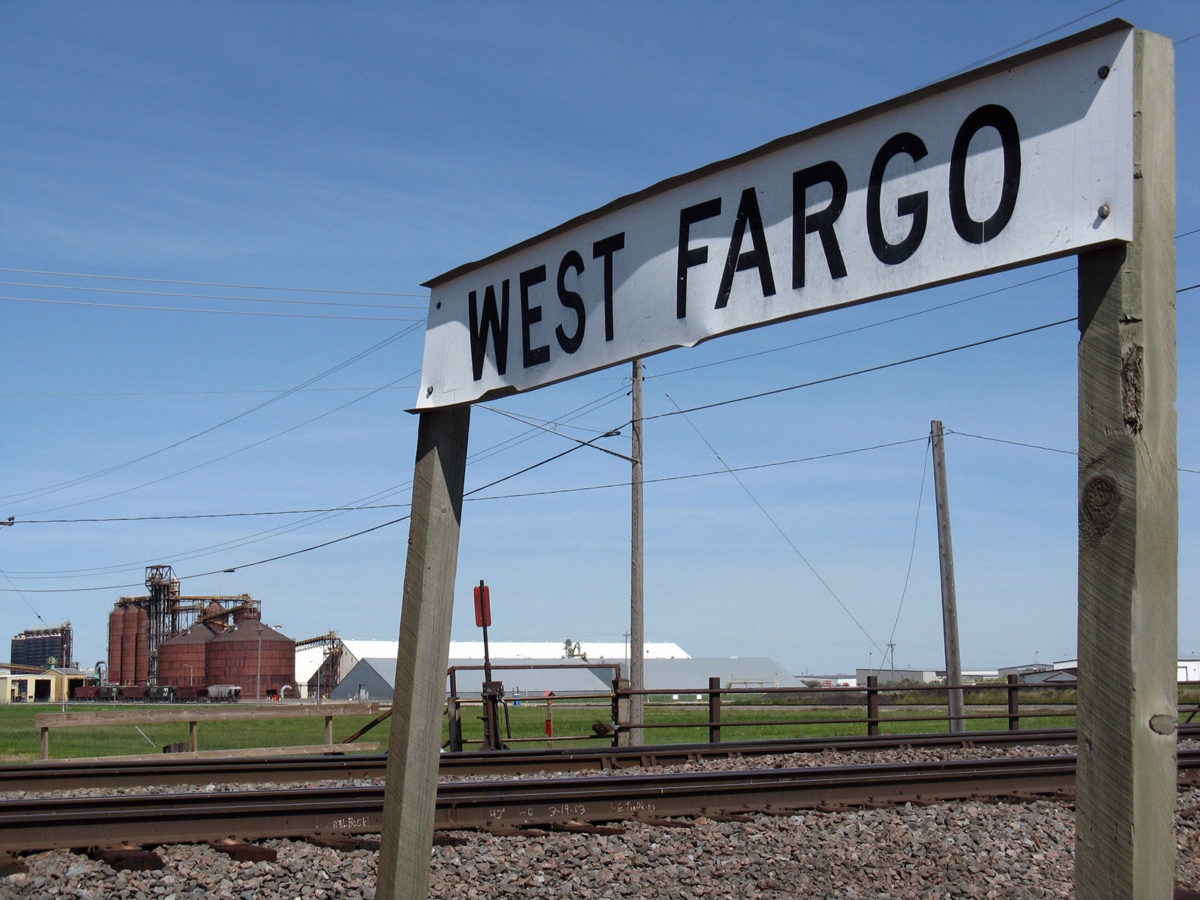 West Fargo sign for trains