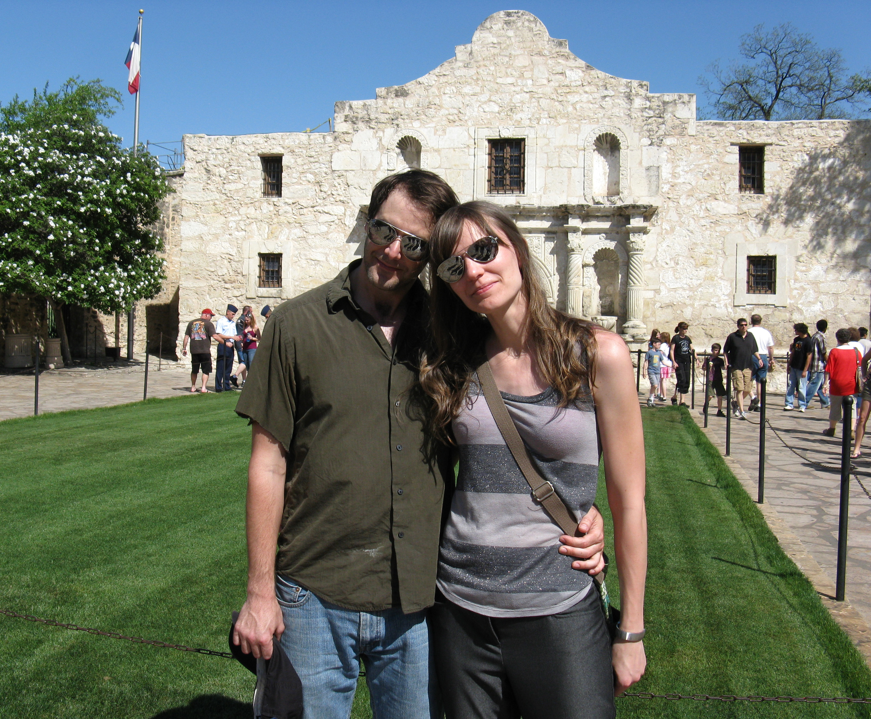 Arthur and me posing in front of the Alamo.