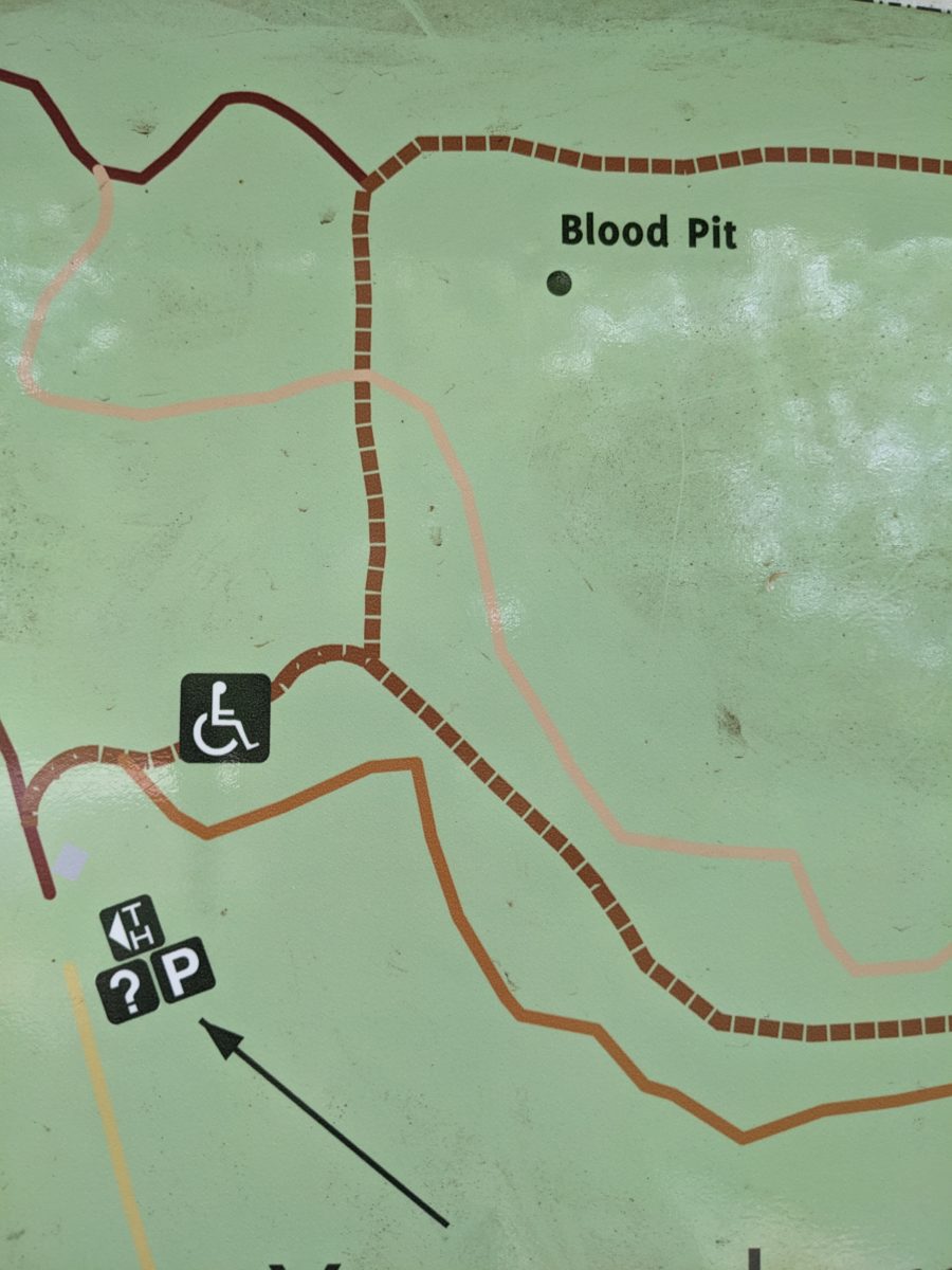 Map with the point of interest, Blood Pit.